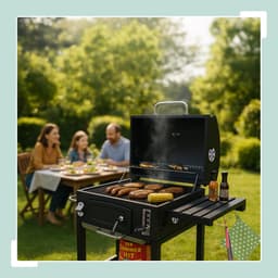 Houtskoolbarbecue - met deksel en wielen - met 2 roosters — thumbnail 3
