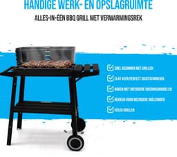 Muntel ® Houtskool barbecue -Op Wielen - BBQ - Asopvangbak - Kunststof - RVS - Zwart - Zilver — thumbnail 5