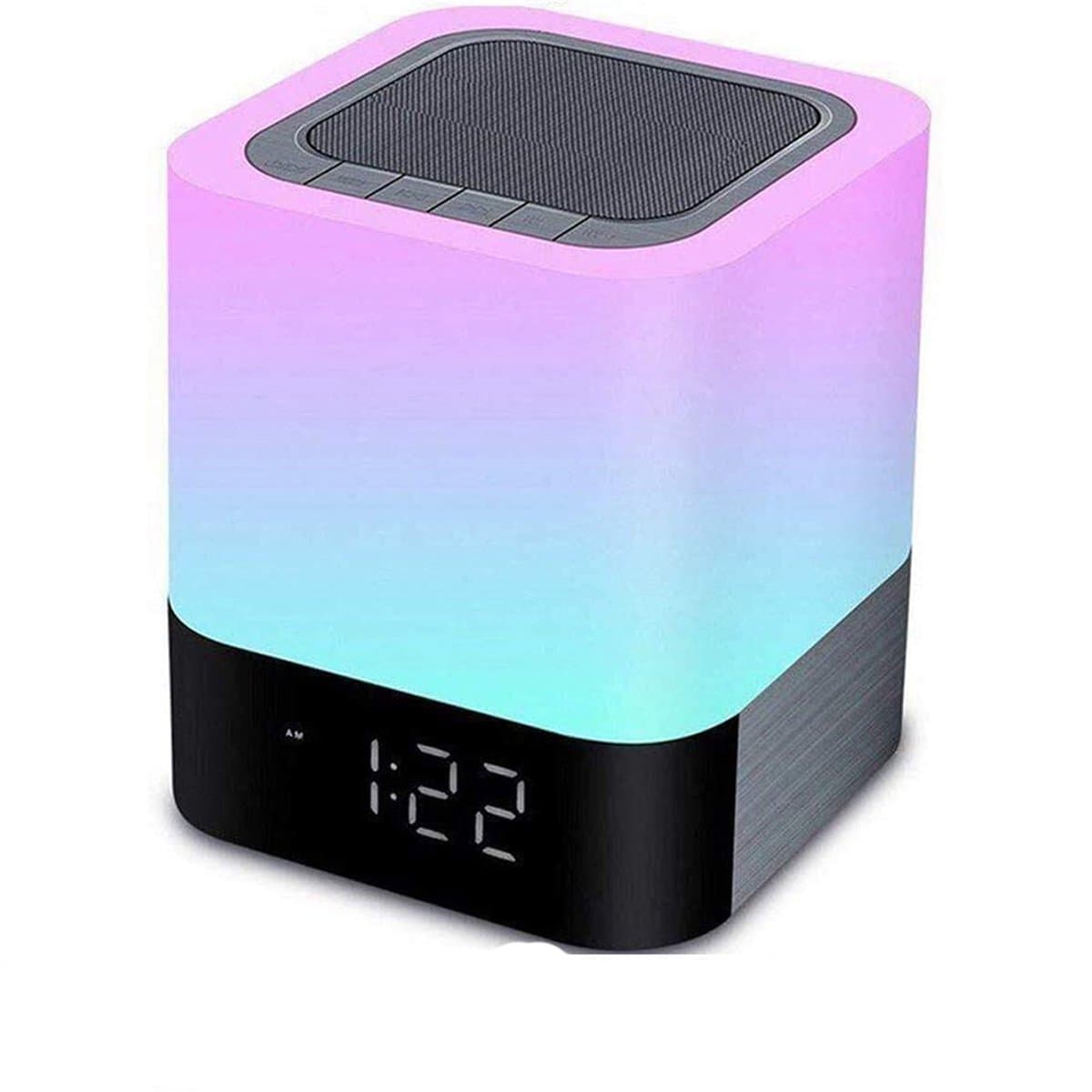5-in-1 Bluetooth Speaker met LED Lamp, Wekker, Touch Bediening & 48 Kleuren – Draadloos, USB/TF/AUX, Handsfree Bellen — afbeelding 1