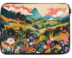 Laptophoes 13 inch - Zonlicht - Heuvels - Wolkenlucht - Laptop sleeve - Binnenmaat 32x22,5 cm - Zwarte achterkant