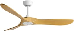 Bovista Plafondventilator - Met Verlichting - Plafond Ventilator - Met Lamp - Plafonniere Met Ventilator - Licht Hout/Wit - 152cm — thumbnail 1