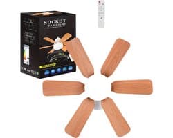 Nivard Plafondventilator - Met Verlichting - Plafond Ventilator - Met Lamp - Plafonniere Met Ventilator - Met Licht - Zwart/Hout - 51cm — afbeelding 1