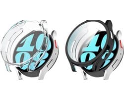 Strap-it bundel van 2 TPU case - Geschikt voor Samsung Galaxy Watch 6 40mm - Beschermende hoesjes - Schokbestendig & krasbestendig - Flexibel en dun ontwerp - Transparant en Zwart