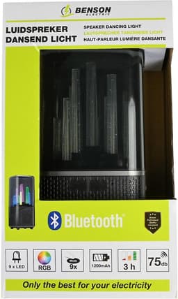 Benson Bluetooth luidspreker - Dansend licht - 3 uur muziek - 9 lichtmodi - Zwart — thumbnail 2