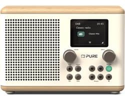 Pure Classic H4 - Charmante digitale radio in wit katoen/eiken