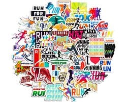 Hardloop Stickers - Go Running Sticker Set 4x5CM - voor Waterfles, Laptop, Auto etc. Run/Running/Joggen/Lopen/Sport