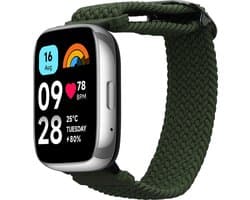 kwmobile nylon bandje voor smartwatch - geschikt voor Xiaomi Redmi Watch 3 Active - 14 - 22 cm - Polsbandje in donkergroen