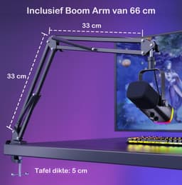 FIFINE - AM8T - USB / XLR Studio microfoon - PC-Gaming Met Flexibele Arm ( 66cm! ) - Geschikt voor PC/PS4/PS5 - RGB - Podcast - Gaming - Streaming - Zwart — thumbnail 7
