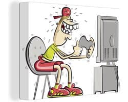 Canvas Schilderij Gamer - Televisie - Console - 40x30 cm - Wanddecoratie