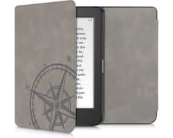 kwmobile e-reader hoesje geschikt voor Tolino Page 2 hoes - Ereader flip case met standaard - Kunstleren e reader cover - Vintage Kompas design in grijs