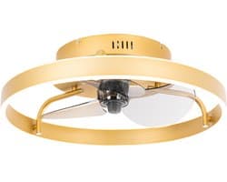 QAZQA maddy - Dimbare LED Plafondventilator met Verlichting | Lamp en Afstandsbediening - 1 lichts - Ø 50 cm - Goud/messing - Woonkamer | Slaapkamer | Keuken — afbeelding 1
