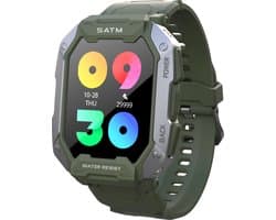 Belesy® Covert - Smartwatch Heren –Horloge – Navigatie - Stappenteller – Calorieën - Hartslag – Sporten - Je eigen foto als wijzerplaat - Kleurenscherm - Full Touch – Groen – Siliconen - Moederdag