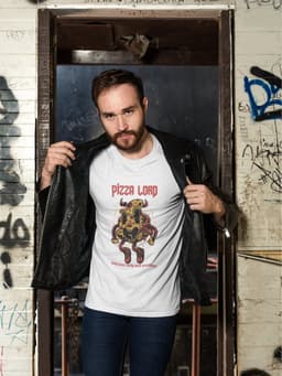 Shirt - Pizza lord - Wurban Wear | Grappig shirt | Dieet | Unisex tshirt | Fast food | Airfryer | Sport | Verwenpakket | Wit & Zwart — thumbnail 2