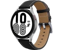 By Qubix - Geschikt voor Garmin bandje - Premium Leather bandje - Zwart - Geschikt voor Garmin Vivoactive 6 / Vivoactive 5 / Vivoactive 3 - Smartwatch bandje 20mm