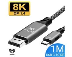 Good2know USB-C 3.1 Naar Displayport DP 1.4 - 8K 60Hz - 4K 120Hz - 2K 144Hz - Video Kabel geschikt ook voor Macbook Pro - Camera - HDTV - Monitor - Projector - Mobiel - Laptop – Notebook