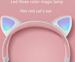 TDR- Draadloze Bluetooth koptelefoon - Over-Ear Koptelefoon voor Kinderen - Met Led Kat Oortjes - Bekend van TikTok -  roze grijs — thumbnail 9