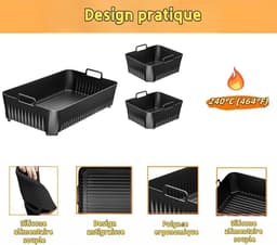 Airfryer Accessoires Gescht voor Ninja Foodi flexdrawer AF500EU 10,4 L, 3 stuks siliconen vorm, herbruikbare airfryer-accessoires, heteluchtfriteuse accessoires voor Ninja Foodi flexdrawer AF500EU — thumbnail 6