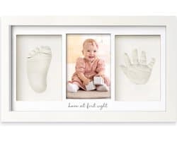 Baby Hand- en Voetafdrukherinneringskader – Leem Set voor Pasgeborenen – Babykamer Decoratie