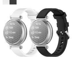 Stravo 2-Pack 14mm Siliconen Smartwatch Bandjes Geschikt voor Garmin Lily 2 (alleen tweede versie) – Siliconen Horlogebandjes – Wit + Zwart