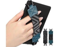 Hand Strap voor 6-8 inch eReaders en Tablets - Lichtgewicht Hand Strap in Zwart en Blauw - Geschikt voor Kindle, Kobo, Voyager, Lenovo, Sony - 2 Pack