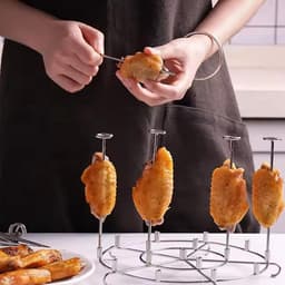 Airfryer Spieshouder 20.8x12.5 Cm Roestvrijstaal 304 Verticaal Voor 8QT Hittebestendig Gemakkelijk Schoon Te Maken Voor BBQ Kebab Grillen Thuiskeuken — thumbnail 3