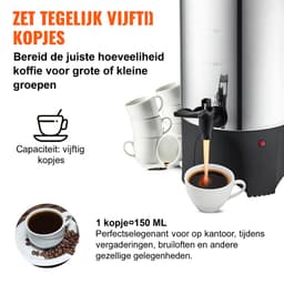 Koffie Urn – 50-Kops Percolator – Horeca Koffiezetter – Snelle Brouwsnelheid & Warmhoudfunctie - Koffie — thumbnail 3