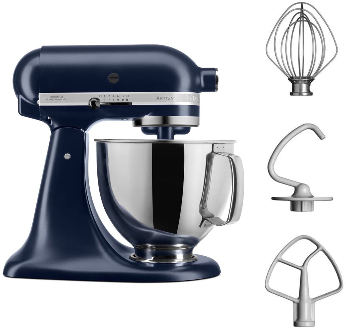 KitchenAid Artisan 5KSM125EIB - Keukenmachine - 4,8L - Inktblauw - 3 menghaken — afbeelding 1
