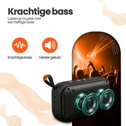Xssive BSP21 Draadloze Bluetooth Speaker - Compacte Stereo Speaker - 8W - Met RGB verlichting - USB/SD/FM-Radio - Draagbaar - Zwart — thumbnail 3