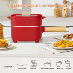 VIN® Hotpot Electrisch – Kaasfondue Pan Elektrische Multipan – Multifunctioneel 2L - Chinese Fondue 350/800Watt – Saute Pan – Friteuse – Hete Pan- Stomer – Langzame Kookplaat – Gemakkelijk Schoon te Maken - Rood — thumbnail 2