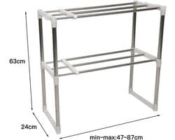 Magnetronrek Staand met 2 Verdiepingen en Haken - RVS Werkbladplank — afbeelding 1