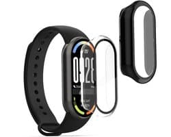 kwmobile 2x cover geschikt voor Xiaomi Mi Band 10 / Smart Band 10 - Fitnesstracker cover van gehard glas en kunststof frame set transparant / zwart