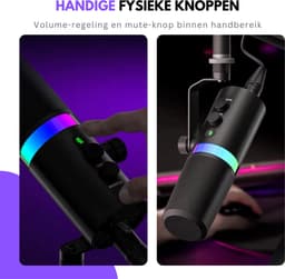 Truskore USB Gaming Microfoon Met Arm - RGB - PC Gaming - Geschikt voor PC/PS4/PS5/MAC - Podcast - Streaming - Luxe Microfoon -Zwart — thumbnail 4
