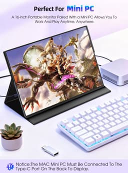 Portable Monitor Gaming Uperfect 16" 120HZ 2K 2560*1600P 1200:1 450CD/㎡ 1.07B(10BIT) IPS leather case — thumbnail 2