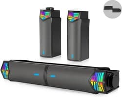 2-in-1 Bluetooth PC Luidspreker met Afneembare Soundbar en RGB-Verlichting