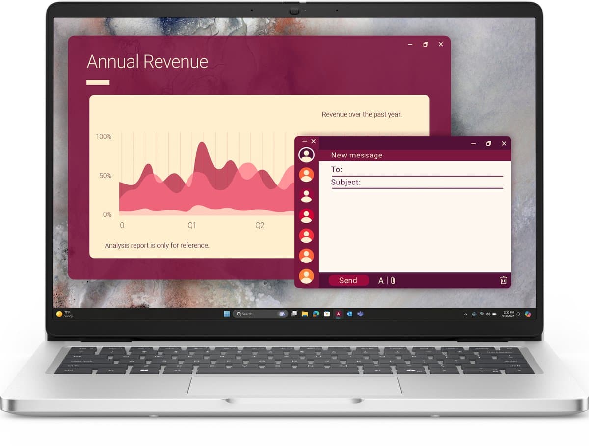 "DELL Pro 14 PC14250 Intel Core Ultra 7 255U Laptop 35,6 cm (14"") Full HD+ 16 GB DDR5-SDRAM 512 GB SSD Wi-Fi 6E (802.11ax) Windows 11 Pro US International Platina" — afbeelding 1