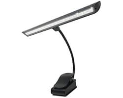 Oplaadbare Dimbare Muziekhouder met 18 LEDs - Klemlamp voor Lezen en Pianolamp - 2 Kleurmodi Zwart