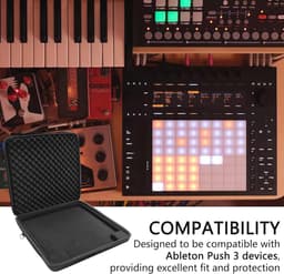 Audio Workstation Controller Case voor Music Production – Hard Shell met Crossbody Strap, EVA Shell en Fleece Voering, Zwart — thumbnail 4