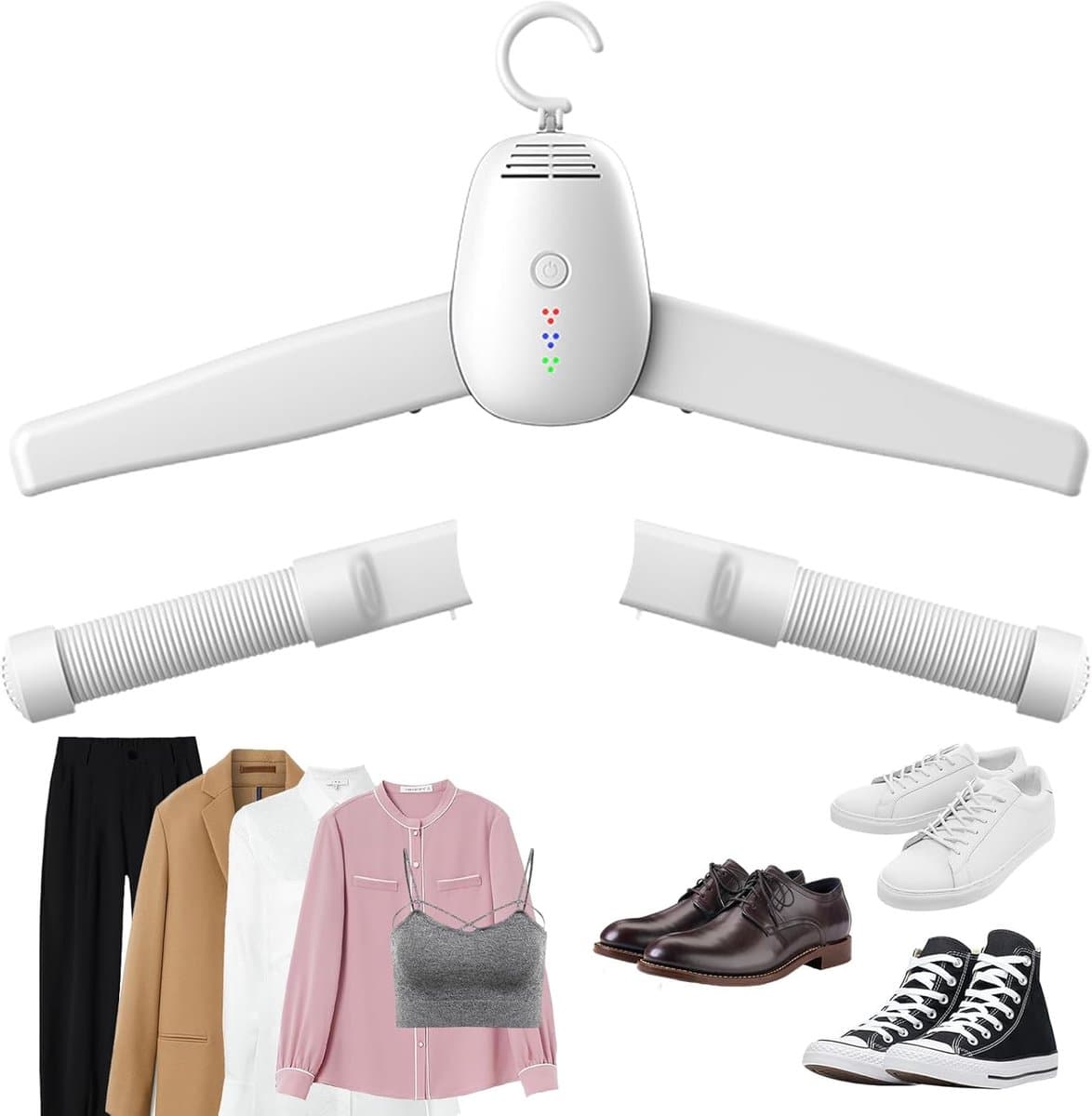 Draagbare wasdroger - Schoenendroger - Elektrische Wasdroger - 2-in-1 kleding- en schoenendroger - Ophangbare luchtdroger met afneembare hanger - Droog naar behoefte - Stil en geluidsarm - Geschikt voor thuis, op reis en zakenreizen — afbeelding 1