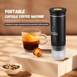 Amolass - Draagbare Koffiemachine Cups - Espressomachine - Koffiezetapparaat - Gemalen Bonen - Zwart - 24.5x8.3cm - Voor Onderweg — thumbnail 4