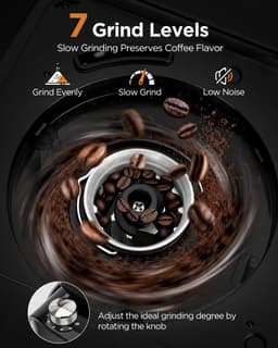 Aigostar Savor - Koffiezetapparaat met ingebouwde koffiemolen - 1.5L - Aromaselectie - Digitaal Display - Warmhoudfunctie - 24-uurs Timer - 1400W - Zwart — thumbnail 5