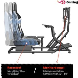 VDD Gaming - Sim racing Cockpit - Racestoel - Race simulator - Racestoelen - Racing seat - Cockpit - Racing cockpit - Race simulator compleet - Race sim stoel - Cockpit Simulator - Volledig Verstelbaar - Met beeldscherm Bevestiging - Incl. Race stoel — thumbnail 3