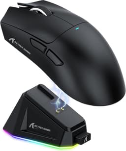 ATTACK SHARK X11 - RGB Gaming Muis - Magnetisch Oplaaddock - PAW 3311 Sensor - 59g Lichtgewicht - Bedraad + 2.4G + BT - 22.000 DPI - Zwart — thumbnail 1
