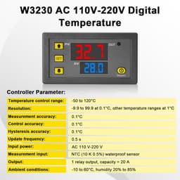 2 Stuks Digitale Temperatuurregelaar Thermostaat Schakelaar -50°C tot 110°C met LED Display en Sensor — thumbnail 3