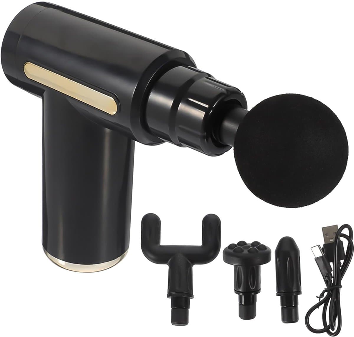 Massage Gun - Massage Apparaat - Massagegun - 3200 RPM - 4 Siliconen Massagekoppen - 6 Snelheidsinstellingen en Een USB-C-oplaadpoort - Massage Pistool - Zwart — afbeelding 1