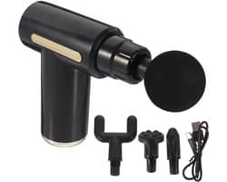 Massage Gun - Massage Apparaat - Massagegun - 3200 RPM - 4 Siliconen Massagekoppen - 6 Snelheidsinstellingen en Een USB-C-oplaadpoort - Massage Pistool - Zwart