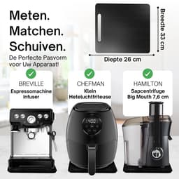 Ibyx Bamboe Schuifplank - Krasvrije Onderzetter met Wieltjes voor Koffiezetapparaat, Airfryer & Espressomachine - Keuken Organizer — thumbnail 3