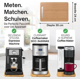 Ibyx Bamboe Schuifplank - Krasvrije Onderzetter met Wieltjes voor Koffiezetapparaat, Airfryer & Espressomachine - Keuken Organizer — thumbnail 5