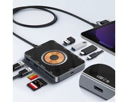 CHIWIN 10-in-1 Usb-C Laptop Dockingstation – Magnetische 15W Oplader – Multifunctionele Hub met USB, SD/TF, QC/PD – Plug-and-Play