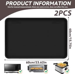 Vuurvaste Mat - Warmtebeschermingsmat 60 x 40 cm - Antislip Siliconen Matten voor Keukenwerkbladen - Airfryer Oven Magnetron - Set van 2 — thumbnail 5