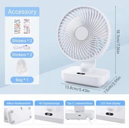 Draagbare Tafelventilator met Automatische Oscillatie en 4 Snelheden - USB Mini Ventilator voor Kantoor, Kampeer en Thuisgebruik — thumbnail 2